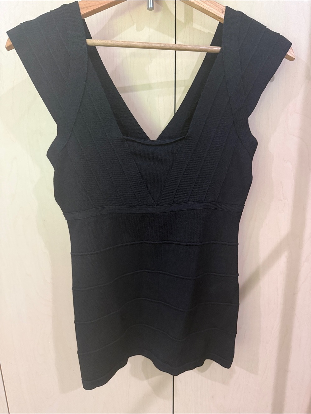 Cache Black V-Neck Bandage Tank Top